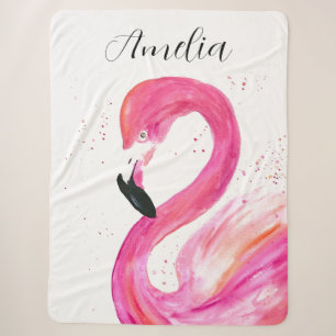 Flamingo Rosa Wasserfarbe Süße Kinderzimmer-Kunst Sherpadecke