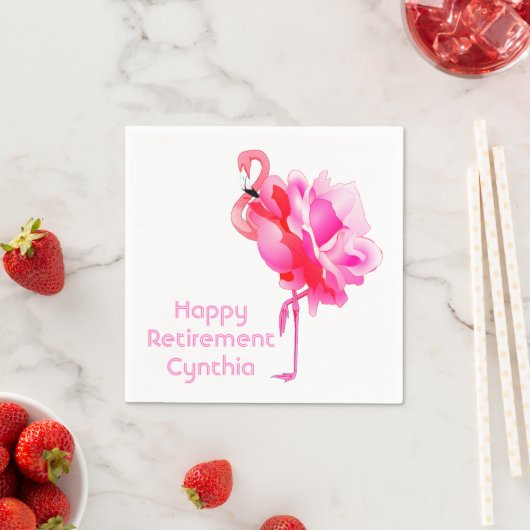 Flamingo Rose Custom Happy Retirement Party Serviette (Beispiel)