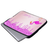 Flamingo Rose Gold lila Glitzer Tropfen Monogramm Laptopschutzhülle (Vorne Knopf)