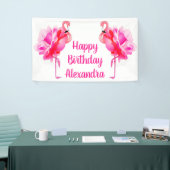 Flamingo Rose Happy Birthday Party Banner (Messeveranstaltung)