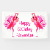 Flamingo Rose Happy Birthday Party Banner (Horizontal)