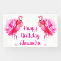 Flamingo Rose Happy Birthday Party