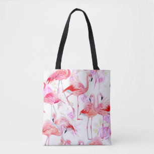Flamingo Rose: Wasserfarbe Vogel Floral Tasche