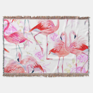 Flamingo Rose: Wasserfarben-Vogel-Blumen Decke