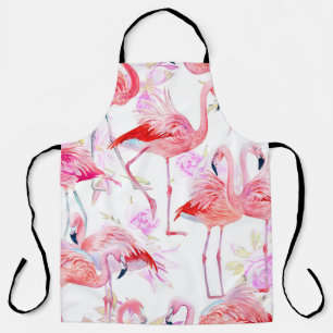Flamingo Rose: Watercolor Bird Floral Schürze