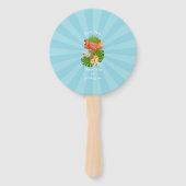 Flamingo Ruhestand Blau Fächer (Rückseite)