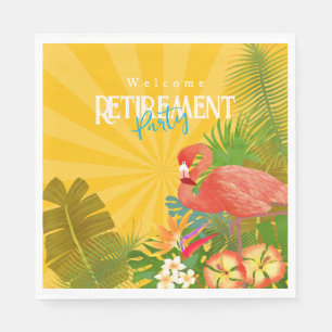 Flamingo Ruhestand Orange Gelb Serviette