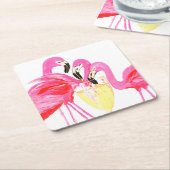 Flamingo"s im Weißen Wein Rechteckiger Pappuntersetzer (angewinkelt)