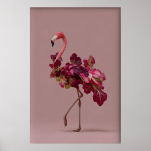 Flamingo-Salat-Kunstprint – Surreal Botanisch Poster