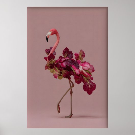 Flamingo-Salat-Kunstprint – Surreal Botanisch Poster (Vorne)