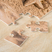 Flamingo-Sandskulptur am tropischen Strand Puzzle (Seite)