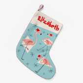 Flamingo-Sanktblauer NamensStrumpf Kleiner Weihnachtsstrumpf (Vorderansicht (hängend))