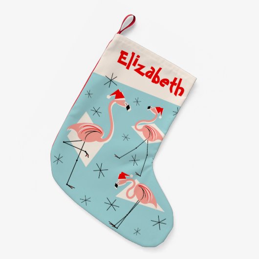 Flamingo-Sanktblauer NamensStrumpf Kleiner Weihnachtsstrumpf (Vorderansicht (hängend))