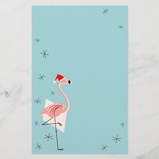 Flamingo Santa Blue Briefpapier (Vorderseite)