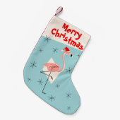 Flamingo Santa Blue Frohe Weihnachten Kleiner Weihnachtsstrumpf (Vorderansicht (hängend))