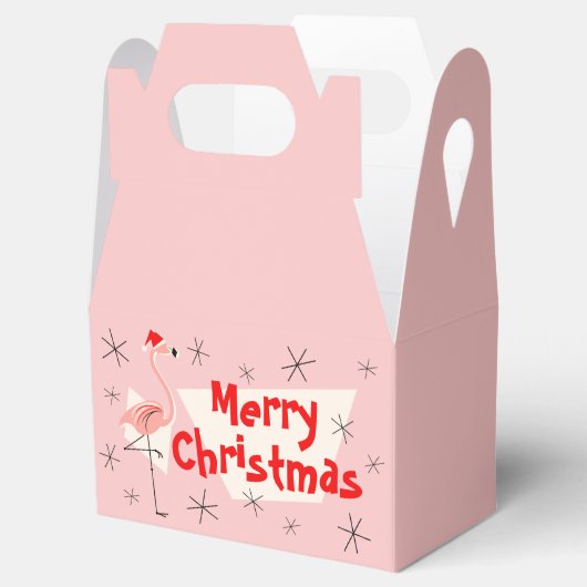 Flamingo Santa Blue Frohe Weihnachtsgabel Geschenkschachtel (Geöffnet)