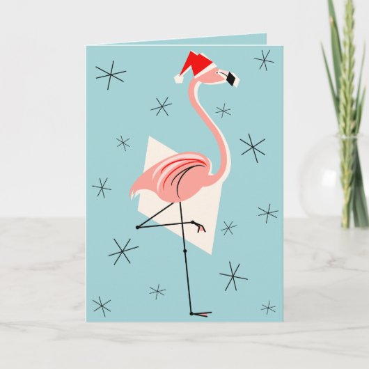 Flamingo Santa Blue Grüße Karte blau (Vorderseite)
