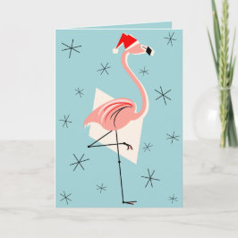 Flamingo Santa Blue Grüße Karte blau