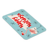 Flamingo Santa Blue Happy Holidays flexibel Magnet (Rechte Seite)