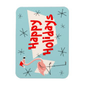 Flamingo Santa Blue Happy Holidays flexibel Magnet (Vertikal)