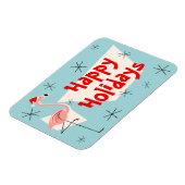 Flamingo Santa Blue Happy Holidays flexibel Magnet (Linke Seite)