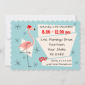 Flamingo Santa Blue, horizontal Einladung (Rückseite)