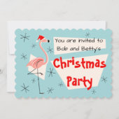 Flamingo Santa Blue, horizontal Einladung (Vorderseite)