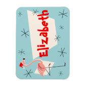 Flamingo Santa Blue Name flexibel Magnet (Vertikal)