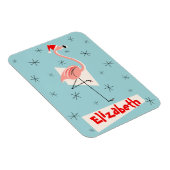 Flamingo Santa Blue Name Magnet flexibles Portrait (Rechte Seite)