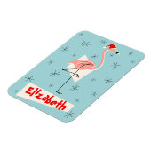 Flamingo Santa Blue Name Magnet flexibles Portrait (Linke Seite)