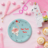 Flamingo Santa Blue Papierschild Pappteller (Party)