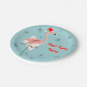 Flamingo Santa Blue Papierschild Pappteller (Schrägansicht)