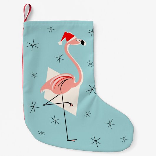 Flamingo Santa Blue Strumpf einseitig Kleiner Weihnachtsstrumpf (Vorderseite)