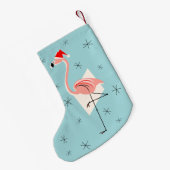 Flamingo Santa Blue Strumpf Kleiner Weihnachtsstrumpf (Rückseite (Hängend))