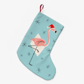 Flamingo Santa Blue Strumpf Kleiner Weihnachtsstrumpf (Vorderansicht (hängend))