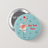 Flamingo Santa Blue Taste rund Button (Vorne & Hinten)