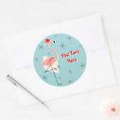 Flamingo Santa Blue Text Aufkleber (Umschlag)