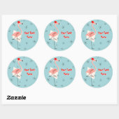 Flamingo Santa Blue Text Aufkleber (Blatt)