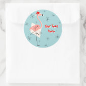Flamingo Santa Blue Text Aufkleber (Tasche)