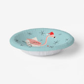 Flamingo Santa Blue Text Pappteller (Gewinkelt)