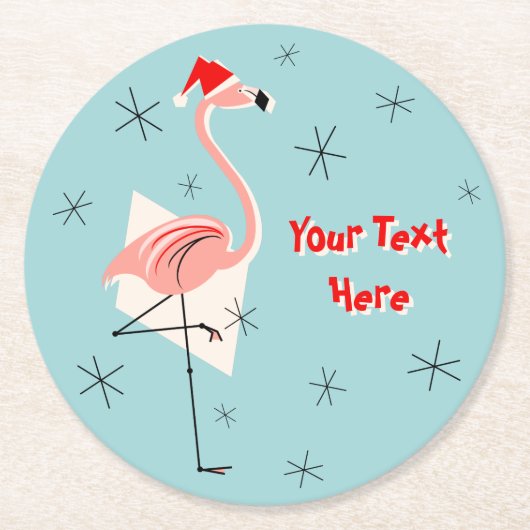 Flamingo Santa Blue Text Untersetzer rund um Flami (Vorderseite)