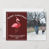 Flamingo Santa Burgundy Foto Weihnachten (Vorderseite)