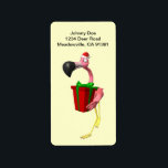 Flamingo Santa Christmas Label Adressaufkleber<br><div class="desc">Rosa Flamingo in einer Weihnachtsmannmütze liefern Geschenke. Haben Sie spezielle Etiketten für die Ferien.</div>
