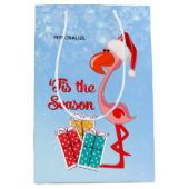 Flamingo Santa Christmas Mittlere Geschenktüte (Vorderseite)