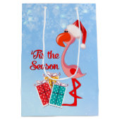 Flamingo Santa Christmas Mittlere Geschenktüte (Rückseite)