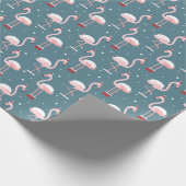 Flamingo Santa Claus Pattern Geschenkpapier (Ecke)