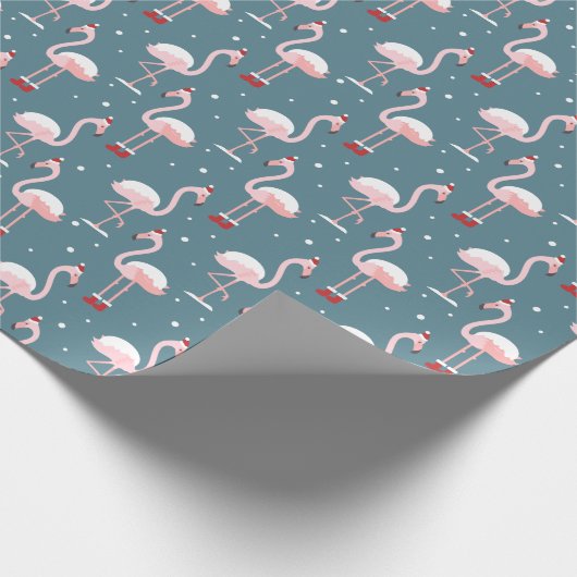 Flamingo Santa Claus Pattern Geschenkpapier (Ecke)
