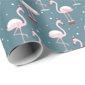 Flamingo Santa Claus Pattern Geschenkpapier (Rolleneckpunkt)