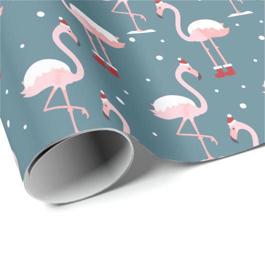 Flamingo Santa Claus Pattern Geschenkpapier (Rolleneckpunkt)