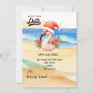 Flamingo Santa Claus Weihnachten im Juli Einladung